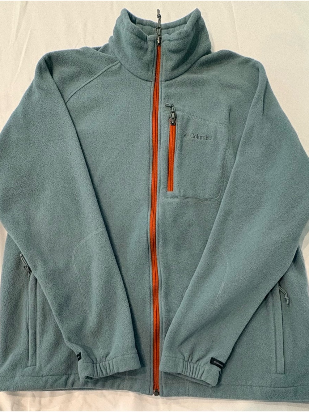 Columbia Men's Teal Fleece Jacket with Orange Zippers